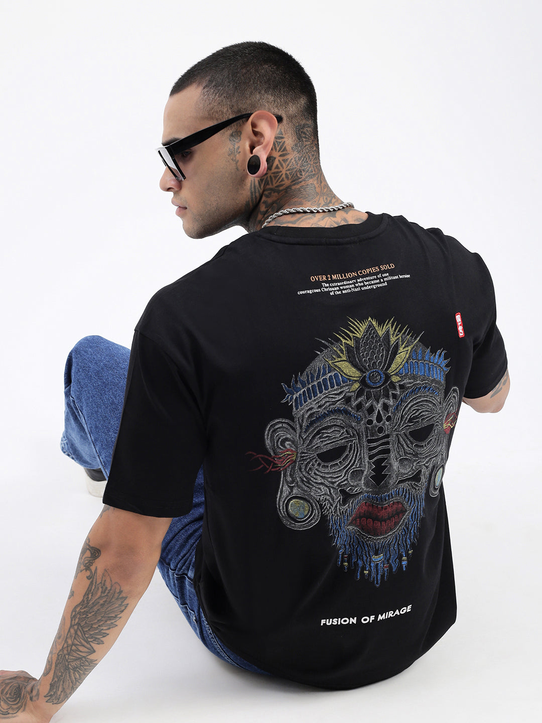 Men Graphic Black Relaxed Fit T Shirt