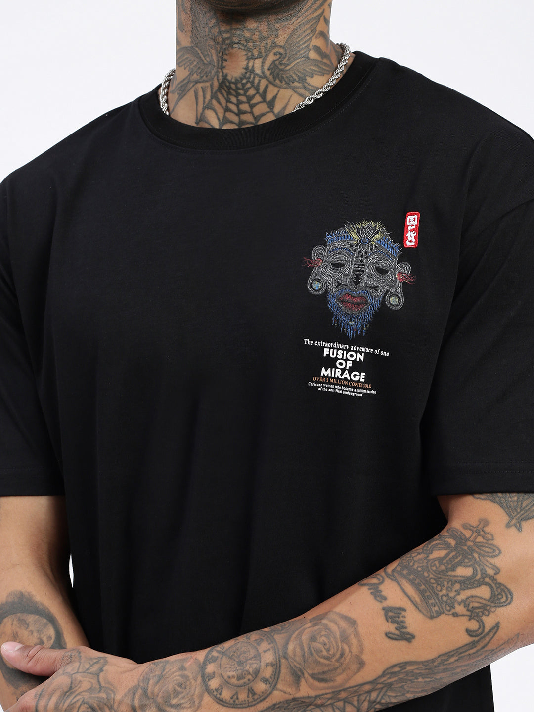 Men's Printed Graphic Black Relaxed Fit T-Shirt