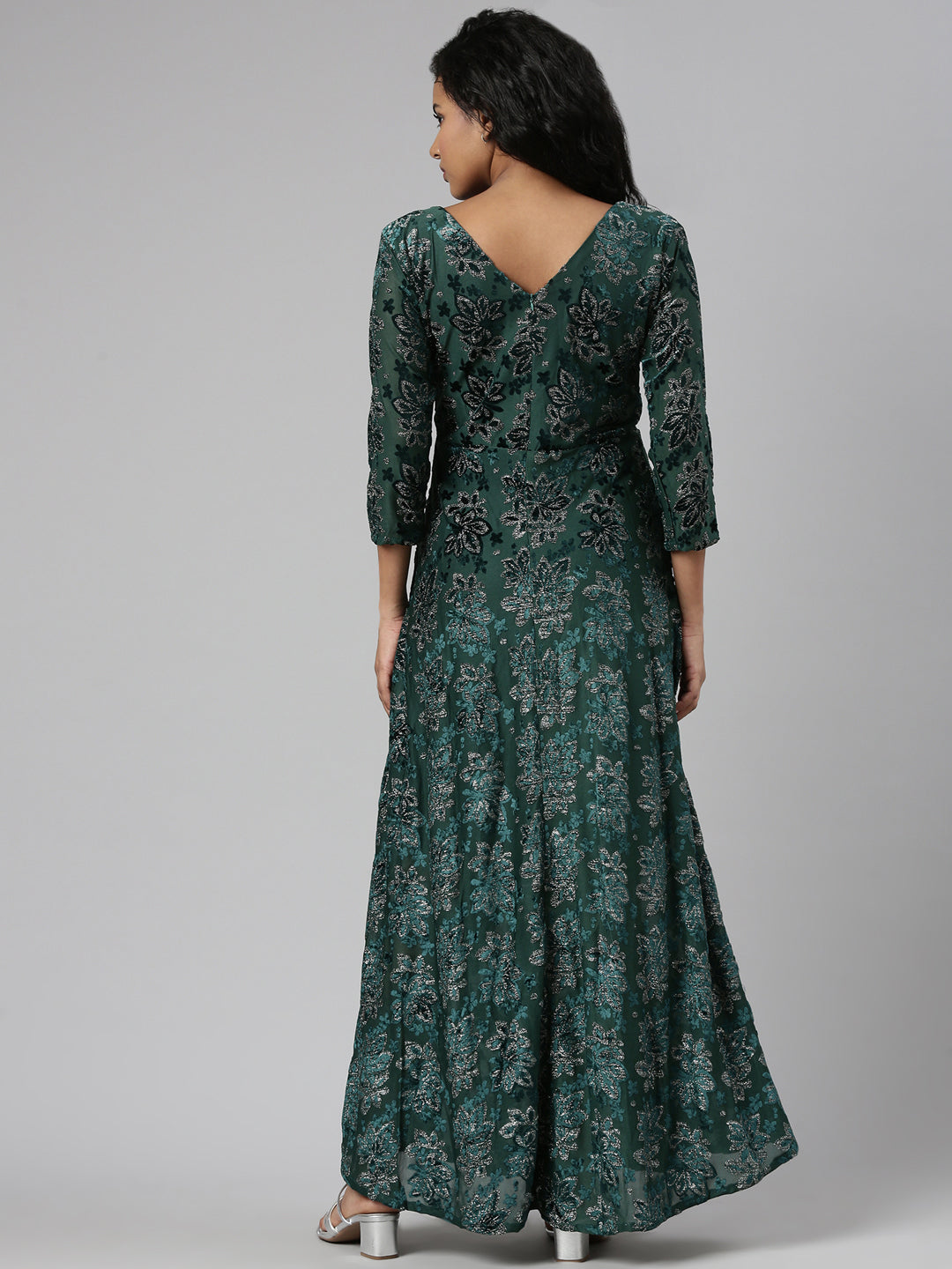 Women Green Floral Empire Dress