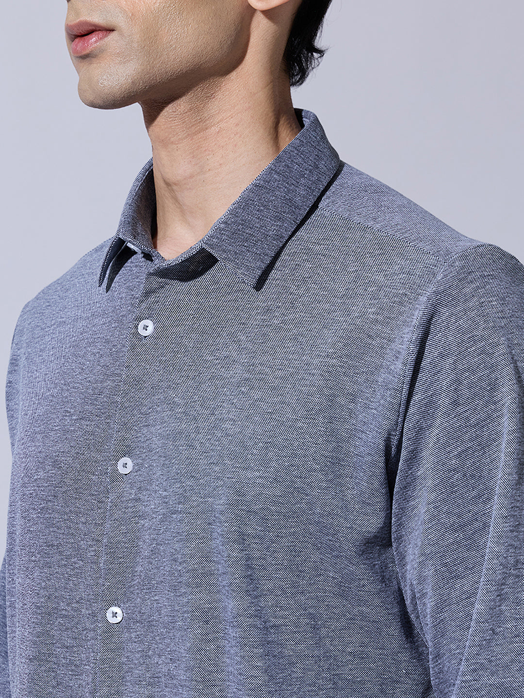 Men's Blue Casual Slim Fit Shirt