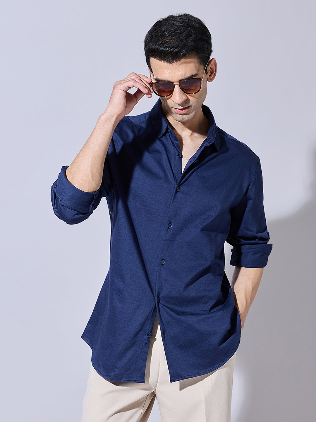 Men's Blue Casual Regular Fit Shirt