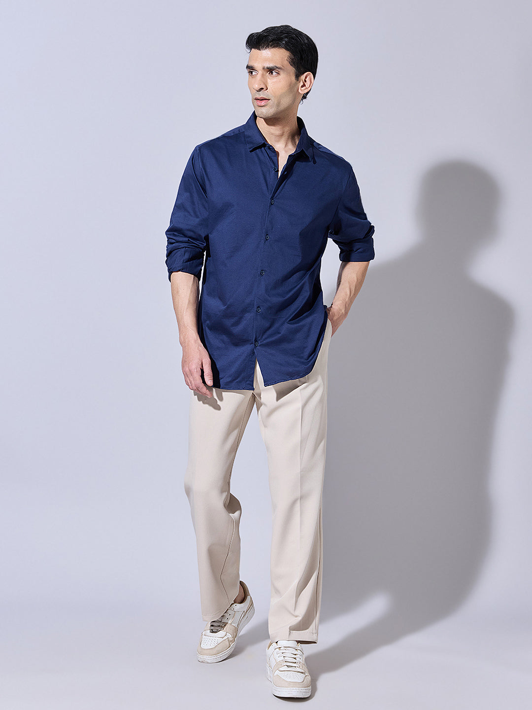 Men's Blue Casual Regular Fit Shirt