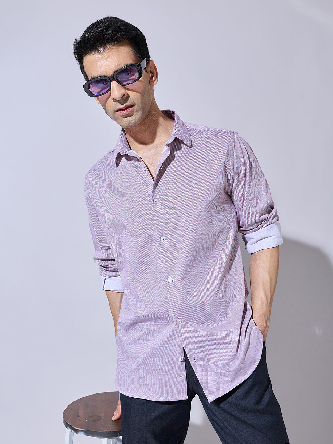 Men's Striped Pink Regular Fit Shirt