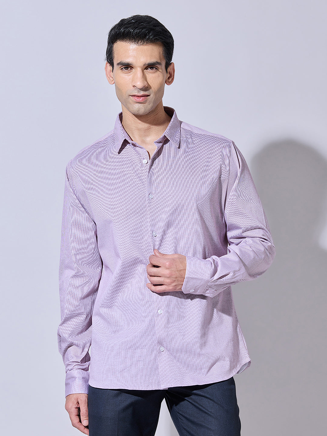 Men's Striped Pink Regular Fit Shirt