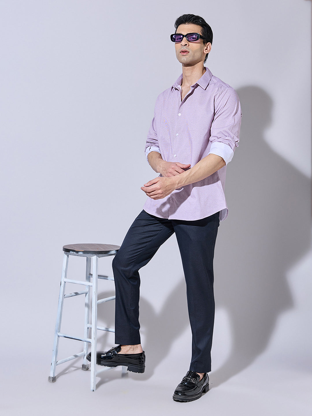 Men's Striped Pink Regular Fit Shirt