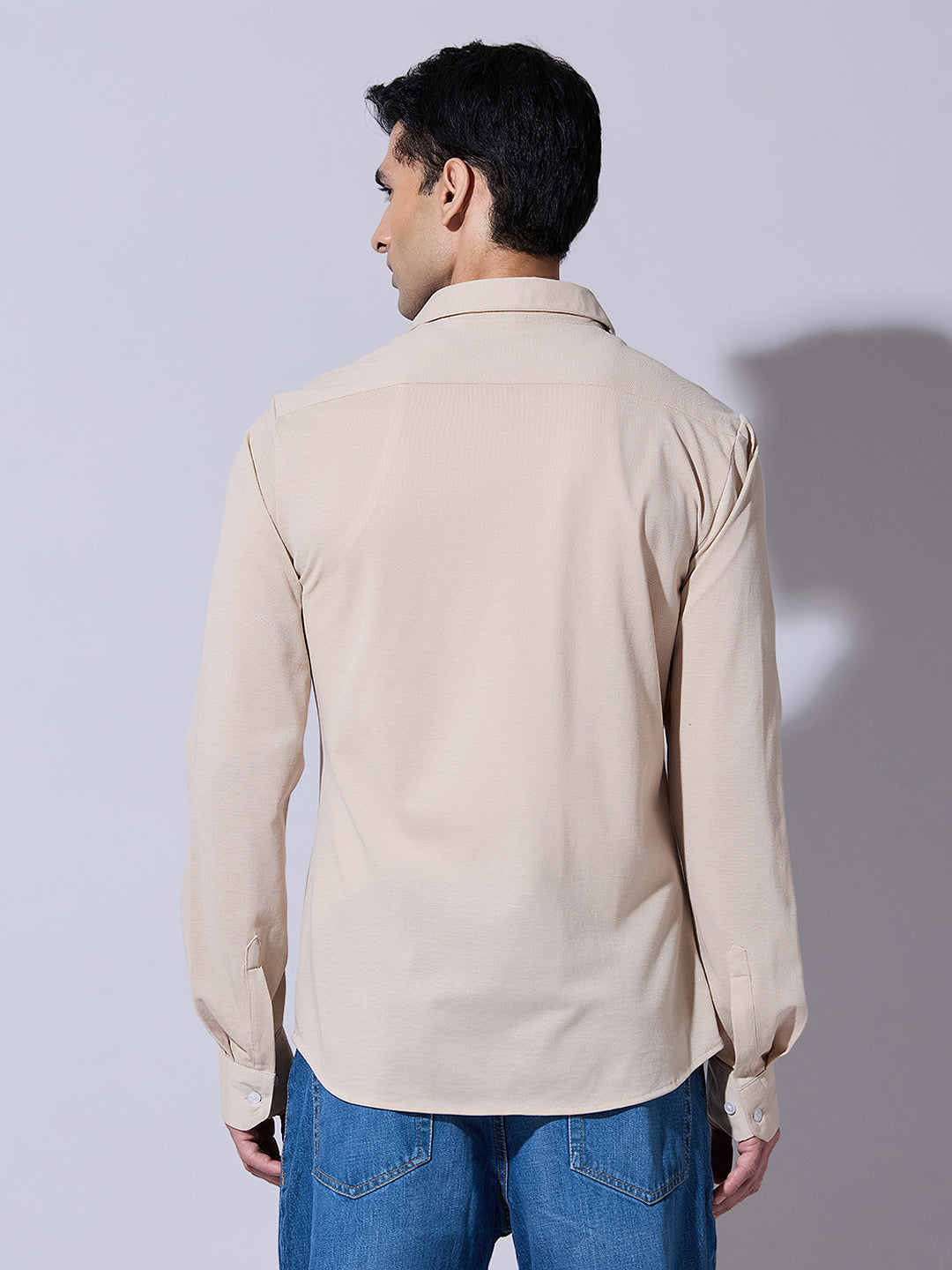 Men's Beige Casual Regular Fit Shirt