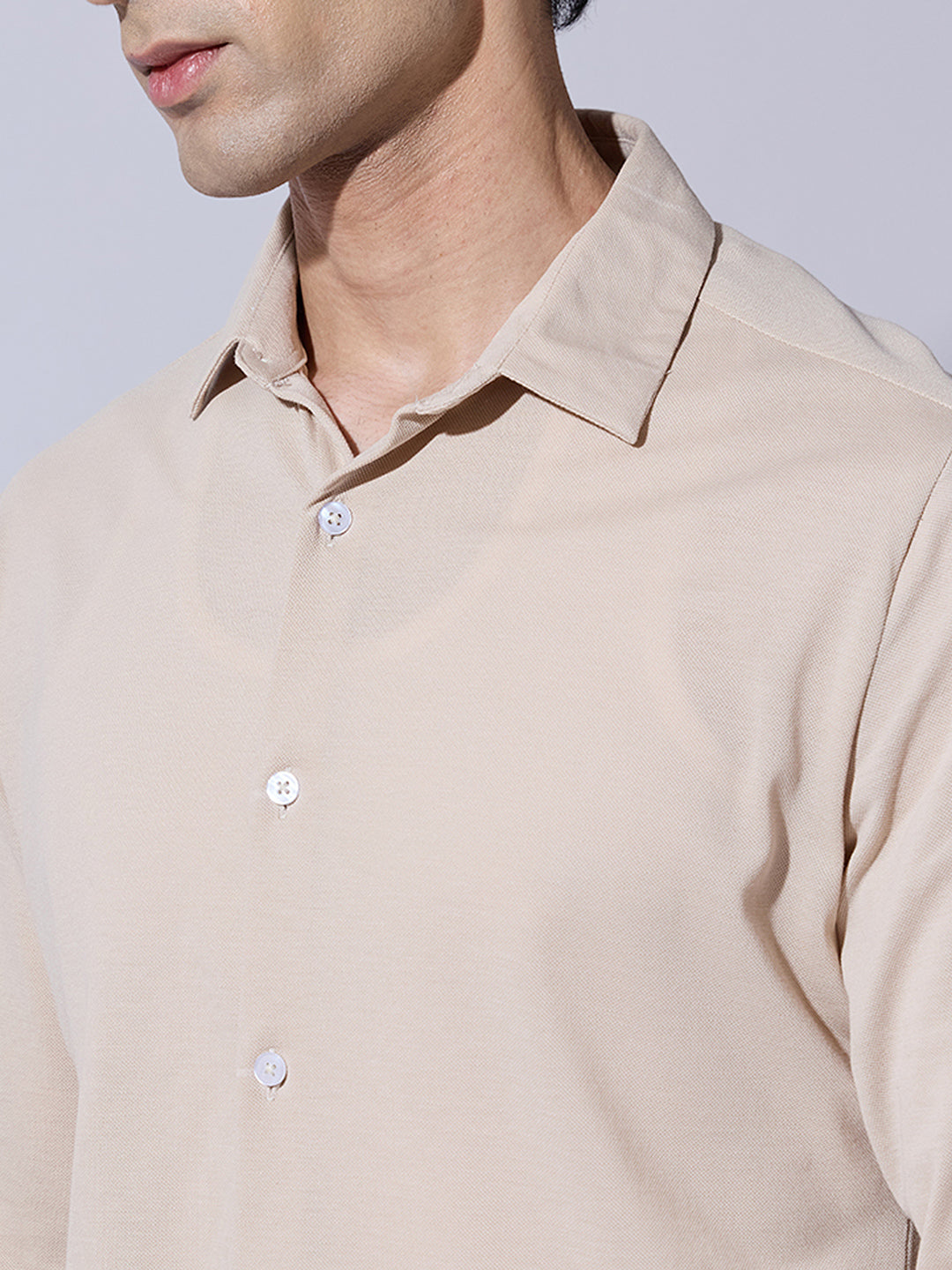 Men's Beige Casual Regular Fit Shirt