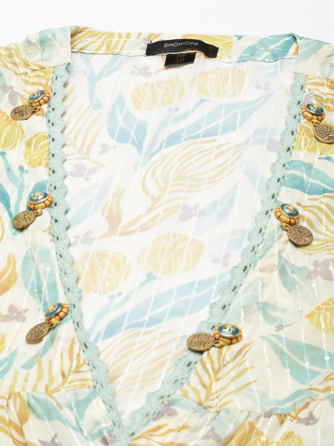 Women's Yellow Floral Printed Fit & Flare Midi Dress