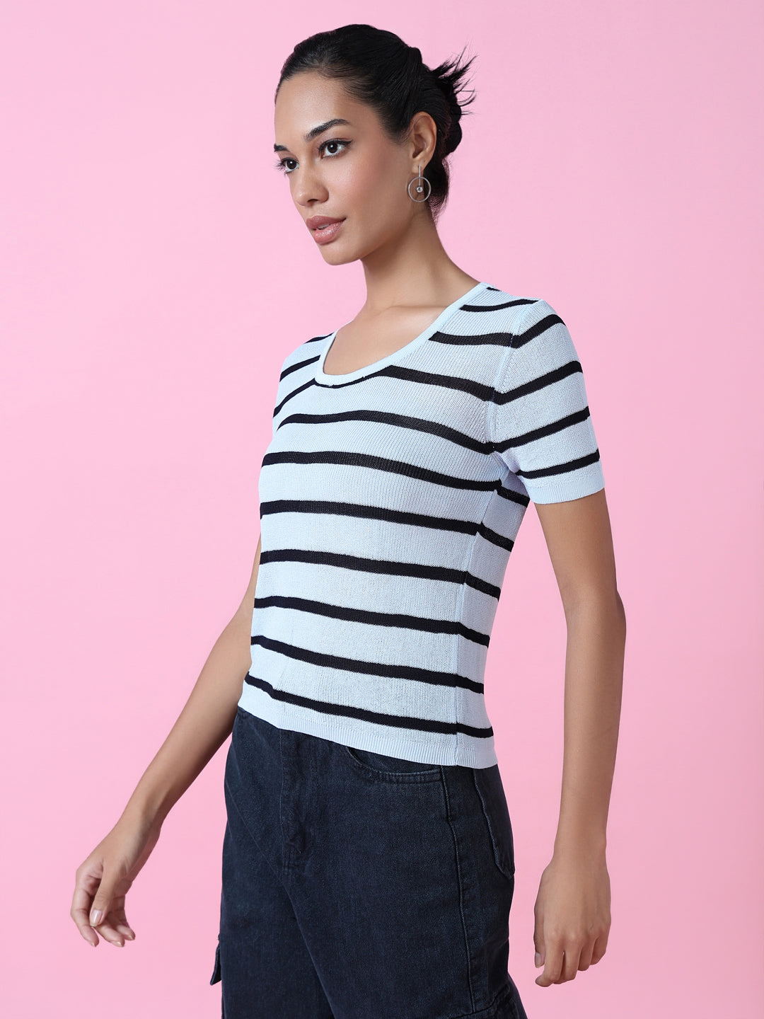 Women Blue Striped Top