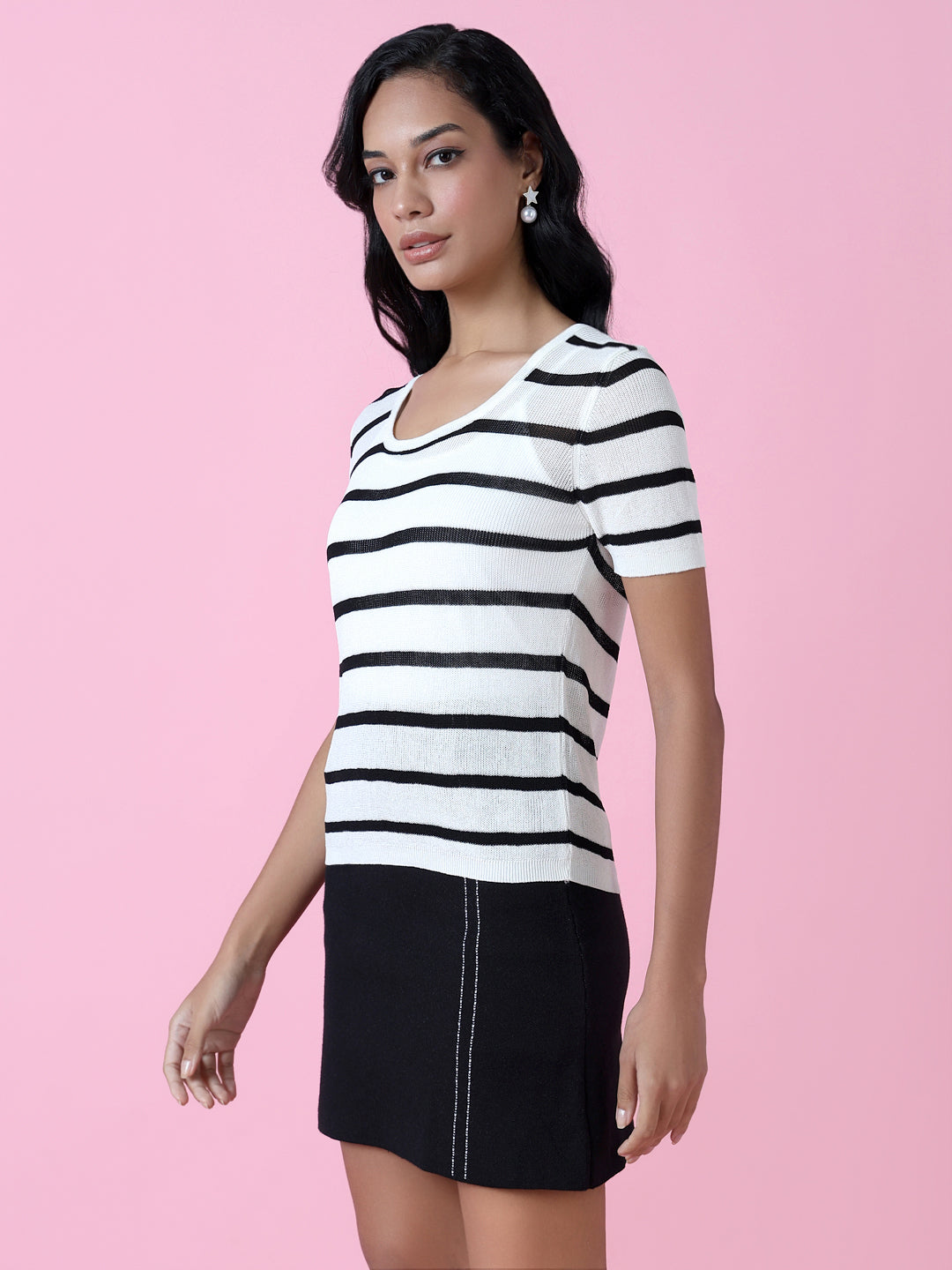 Women White Striped Top