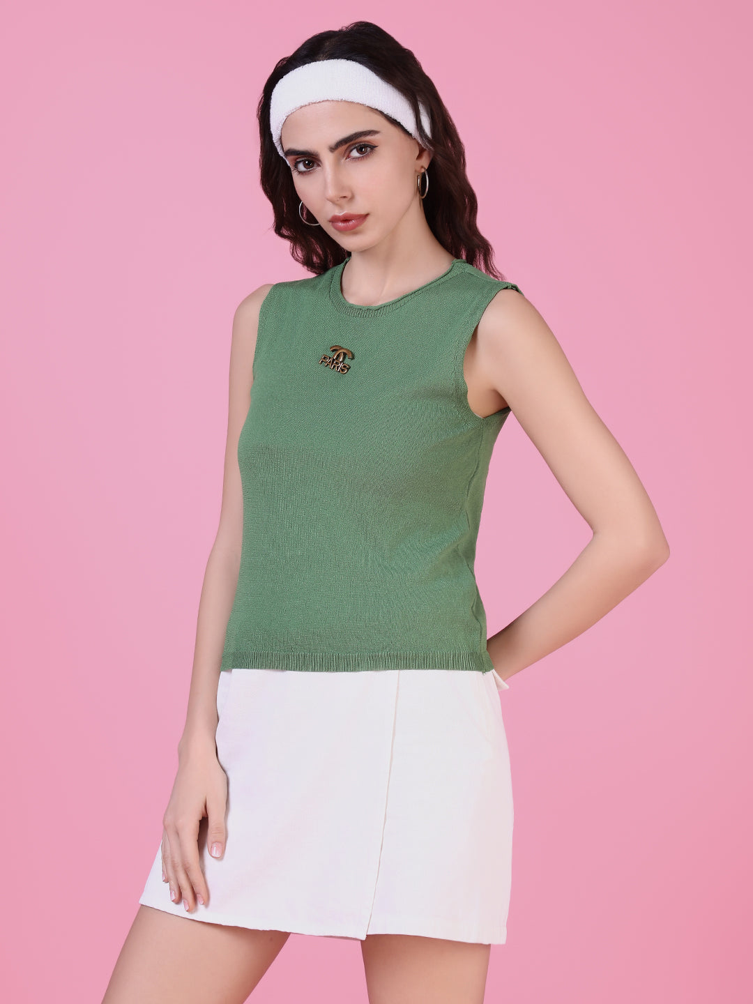 Women Green Solid Top