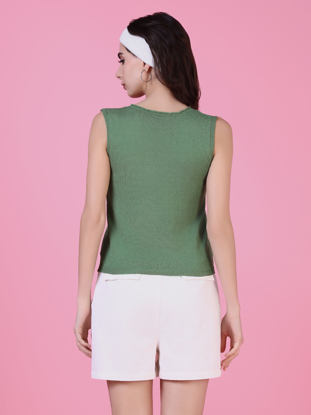 Women Green Solid Top