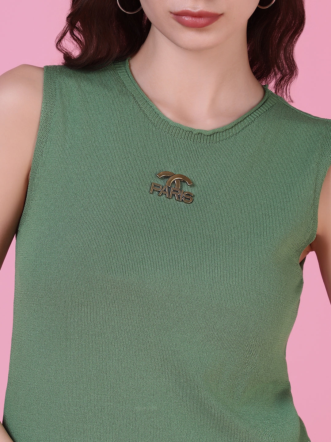 Women Green Solid Top