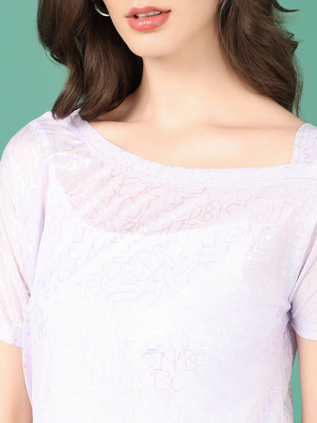 Women Lavender Graphic Top