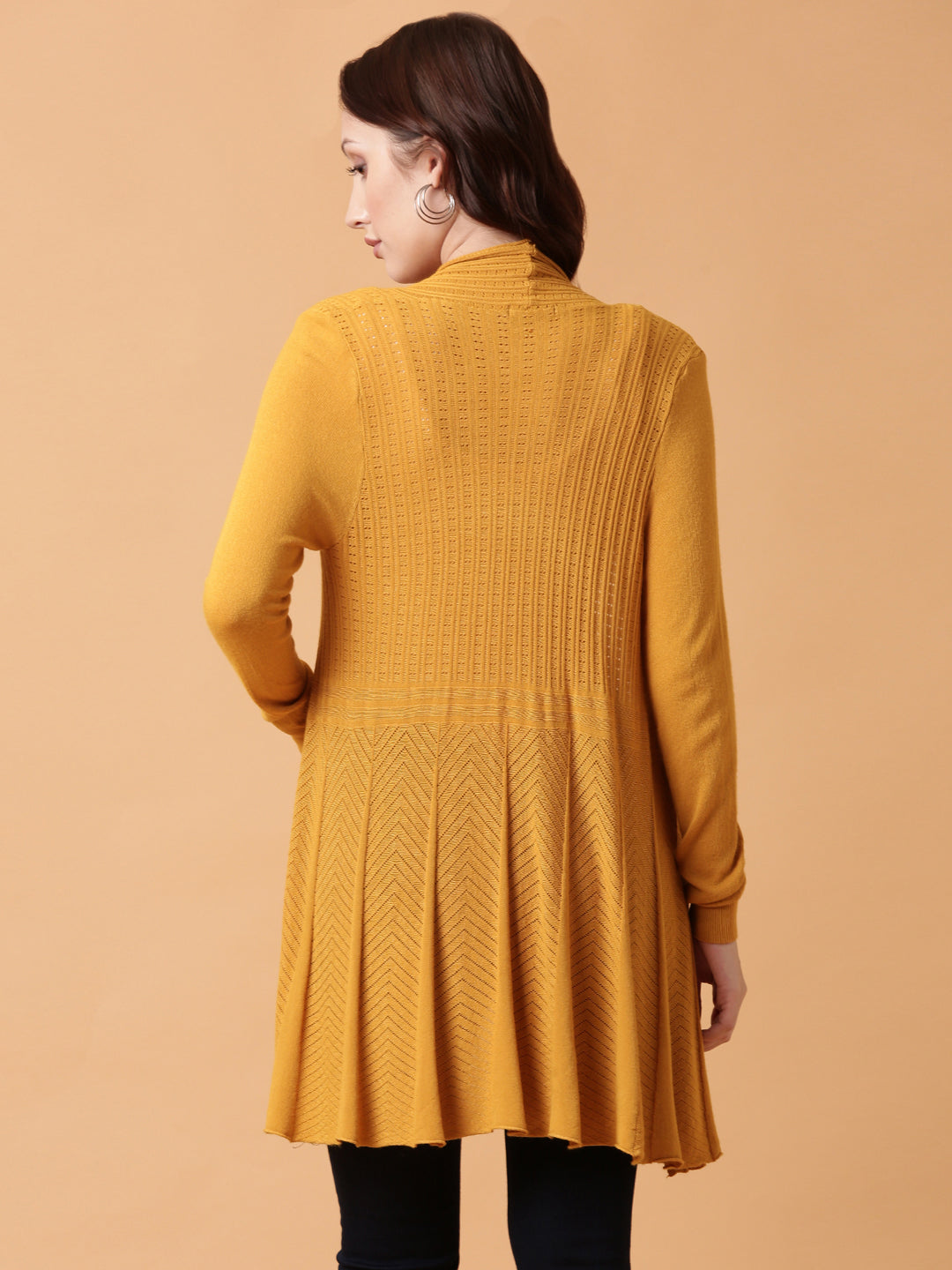 Women Mustard Solid Shrug