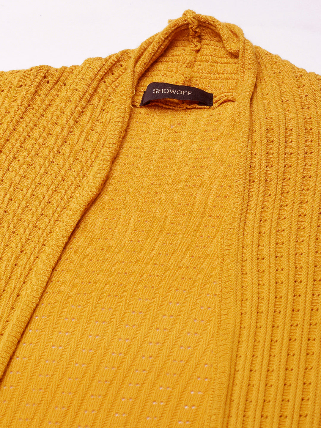 Women Mustard Solid Shrug