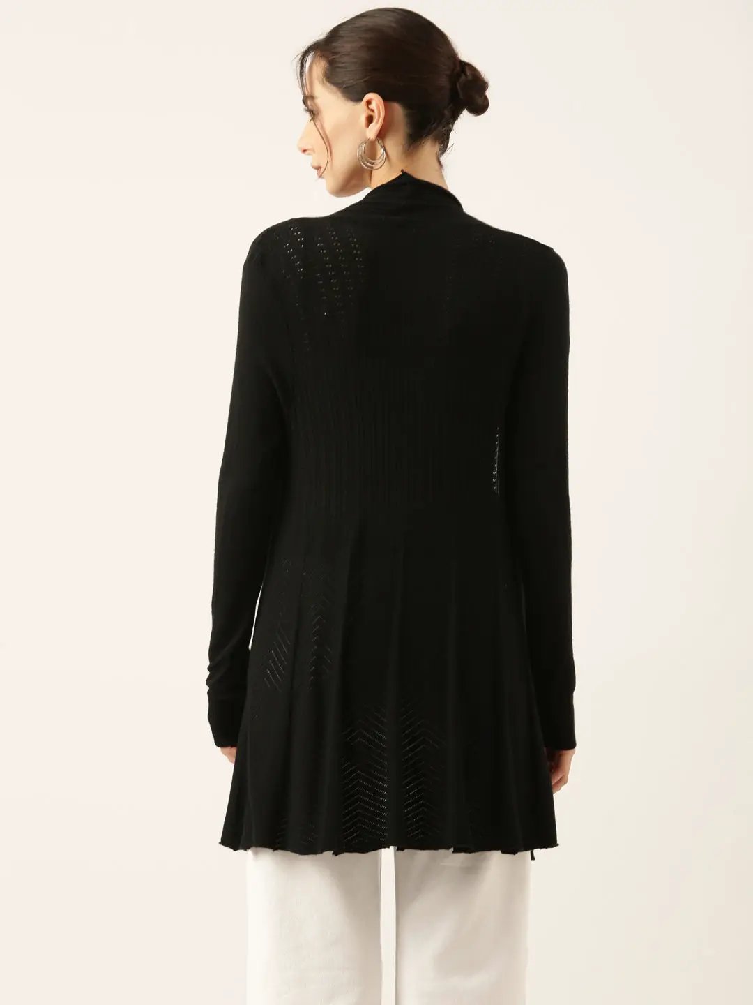 Women's Black Solid Longline Shrug - from SHOWOFFFF