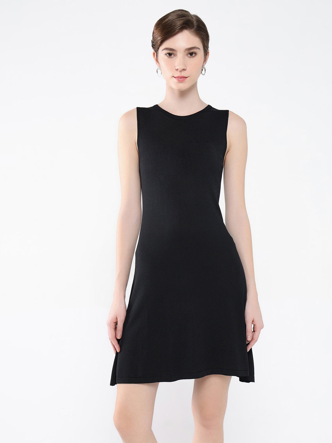 Women Solid Black Bodycon Dress