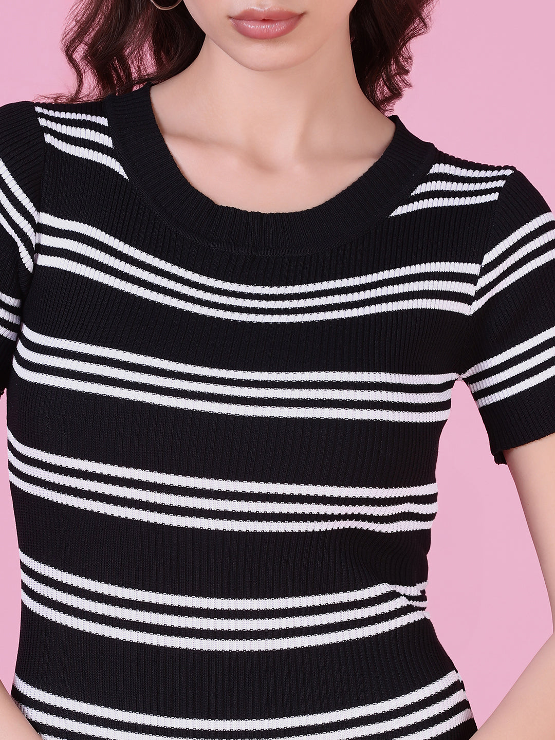 Women Black Striped Bodycon Dress