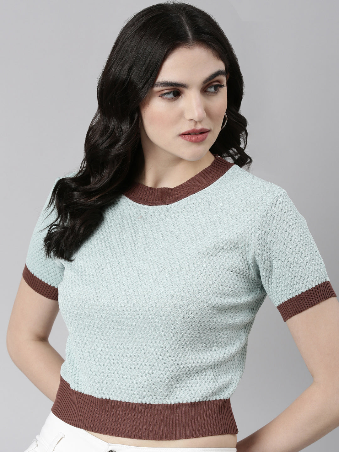 Women Solid Sea Green Top