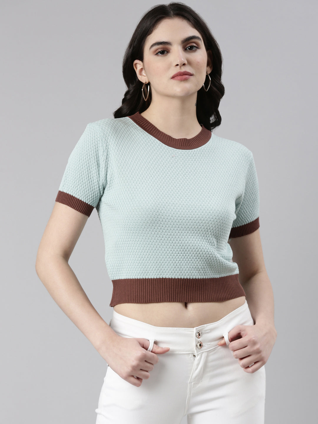 Women Solid Sea Green Top