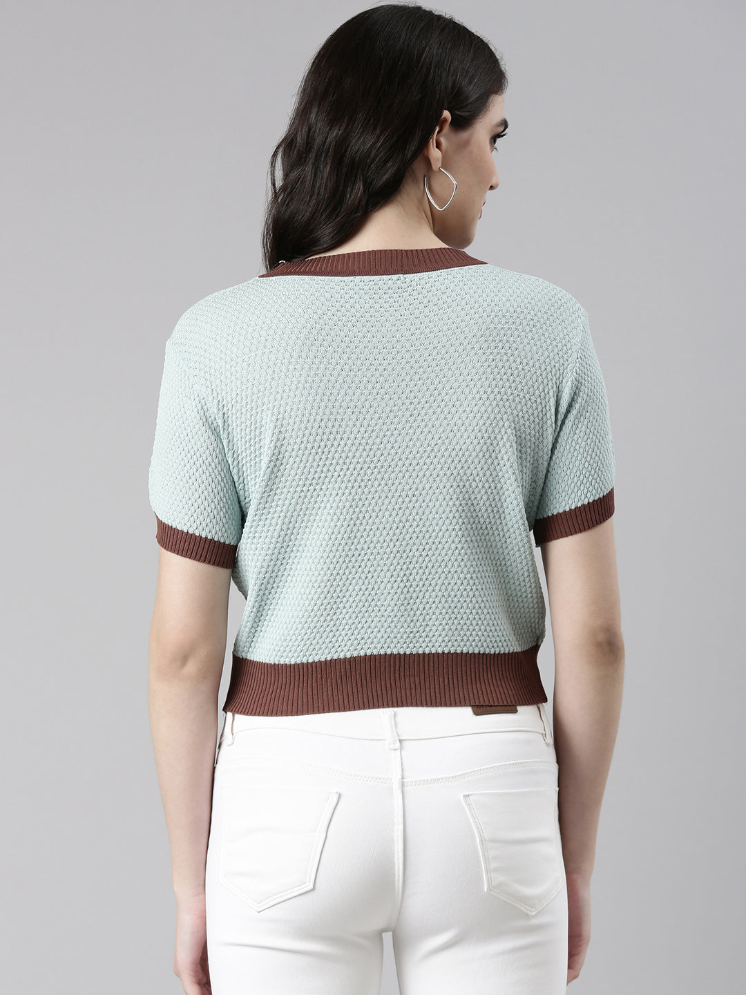 Women Solid Sea Green Top