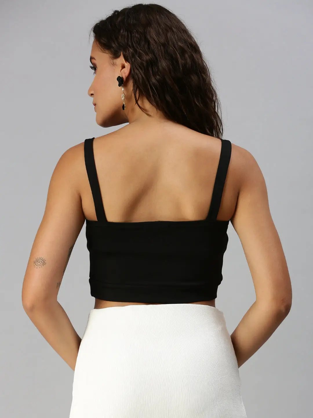 Women's Black Solid Monochrome Crop Top