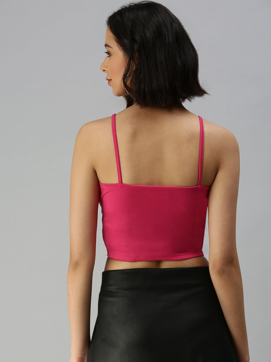 Women's Sweetheart Neck Solid Pink Bralette Top