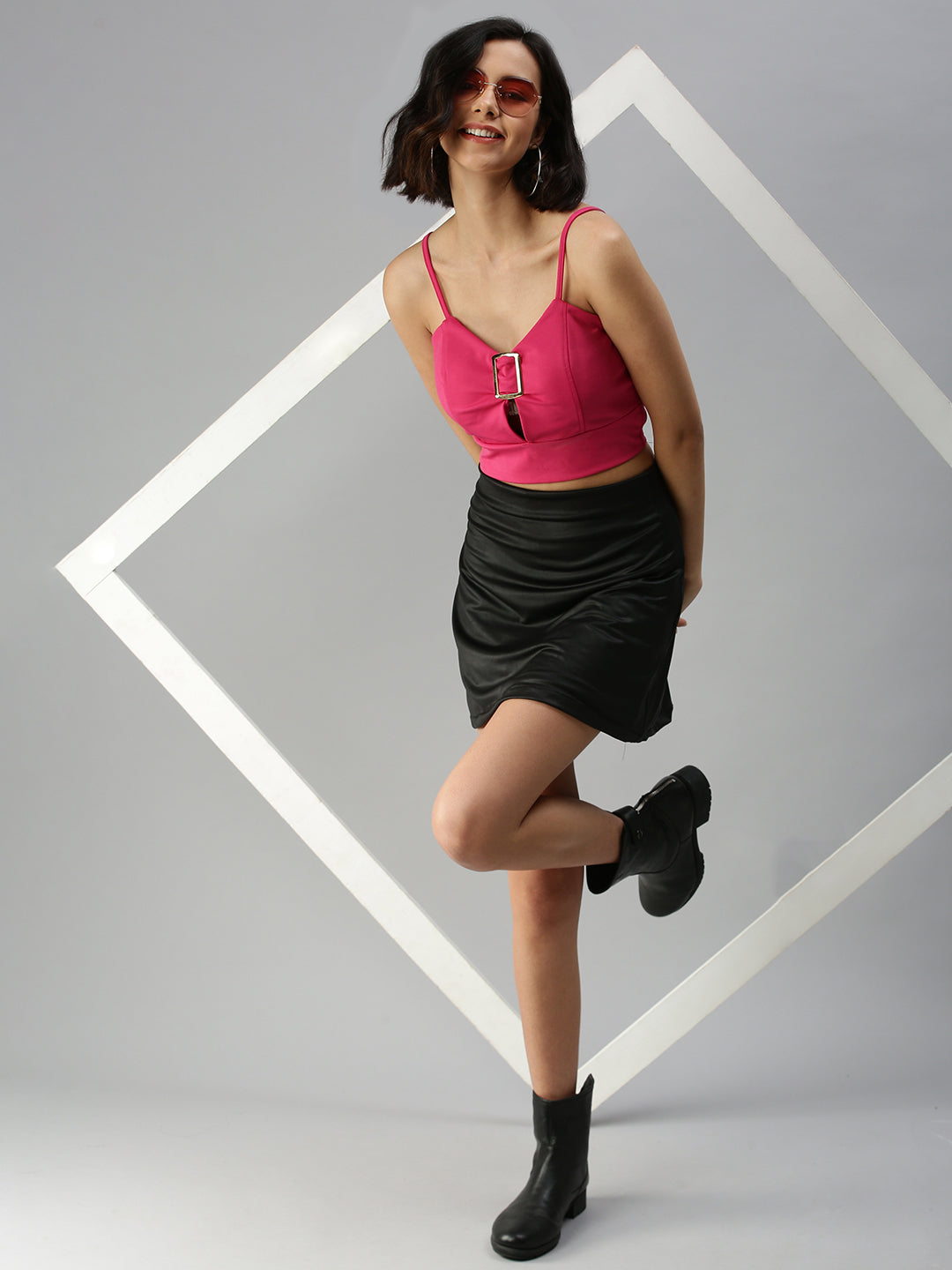 Women's Sweetheart Neck Solid Pink Bralette Top