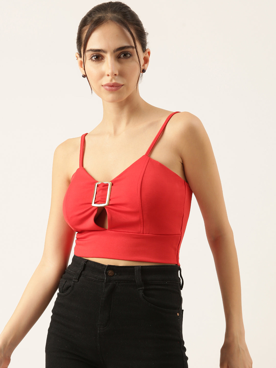 Women Solid Red Crop Top