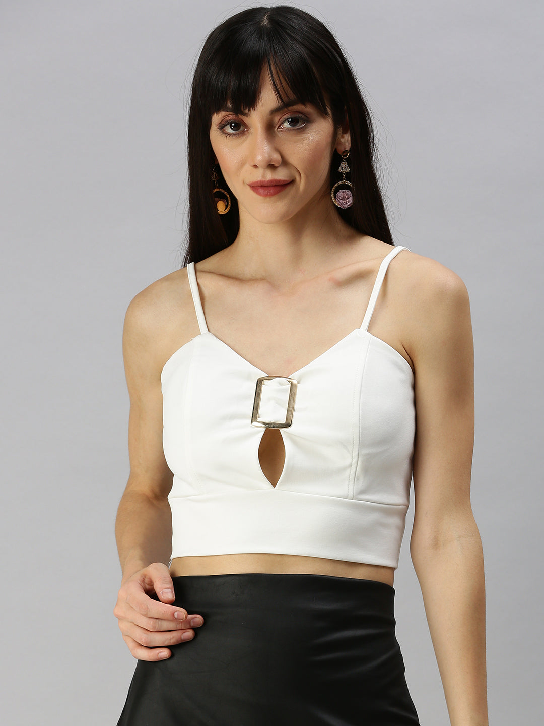 Women Sweetheart Neck Solid White Bralette Top