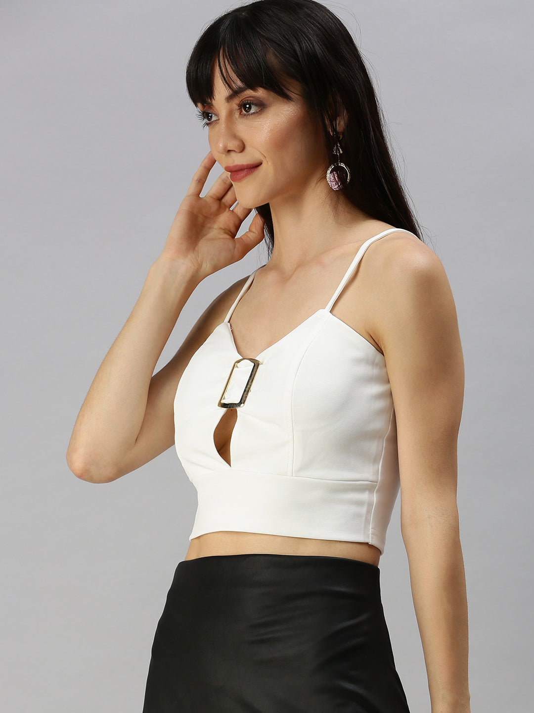 Women Sweetheart Neck Solid White Bralette Top