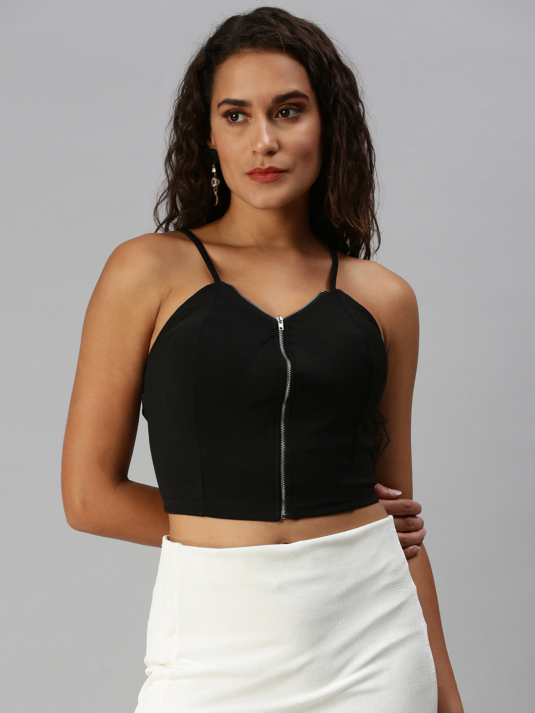 Women Sweetheart Neck Solid Black Bralette Top