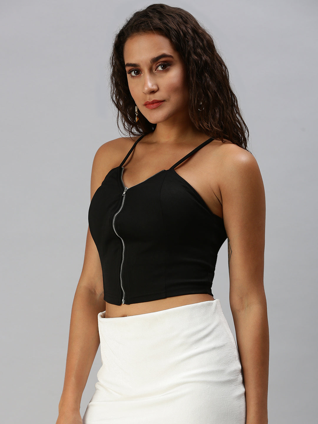 Women Sweetheart Neck Solid Black Bralette Top