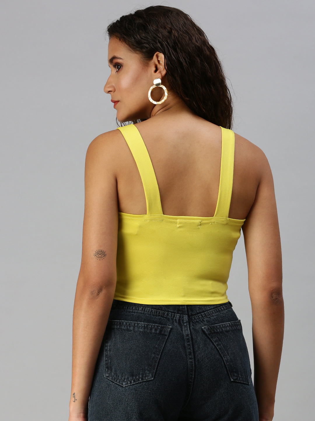 Women Sweetheart Neck Solid Yellow Bralette Top