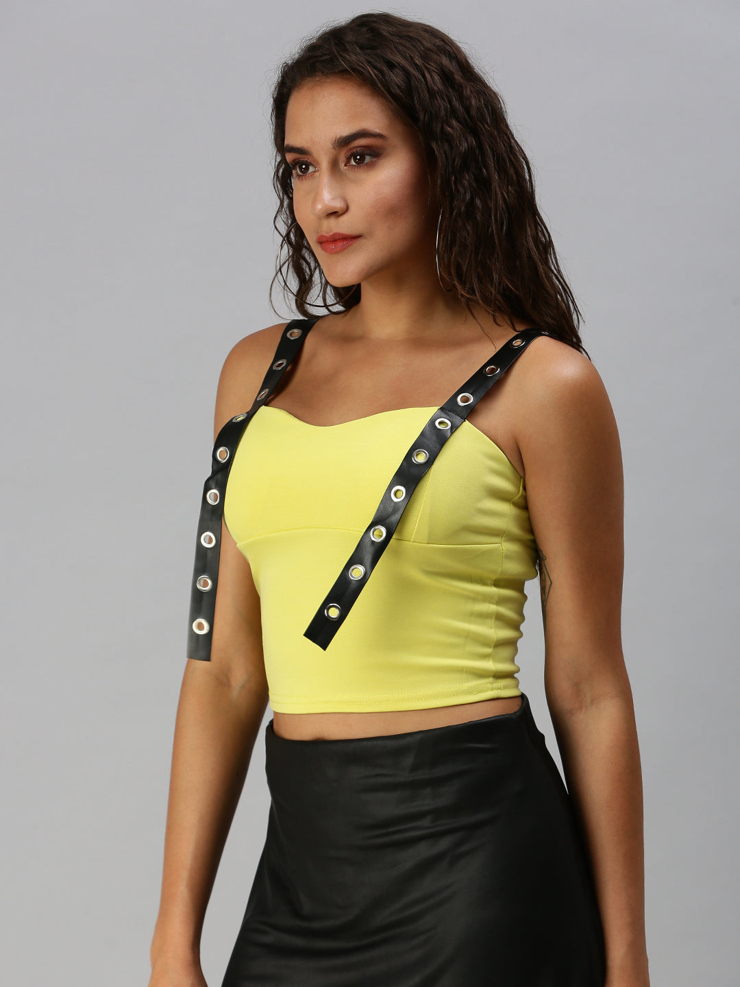 Women Sweetheart Neck Solid Yellow Bralette Top