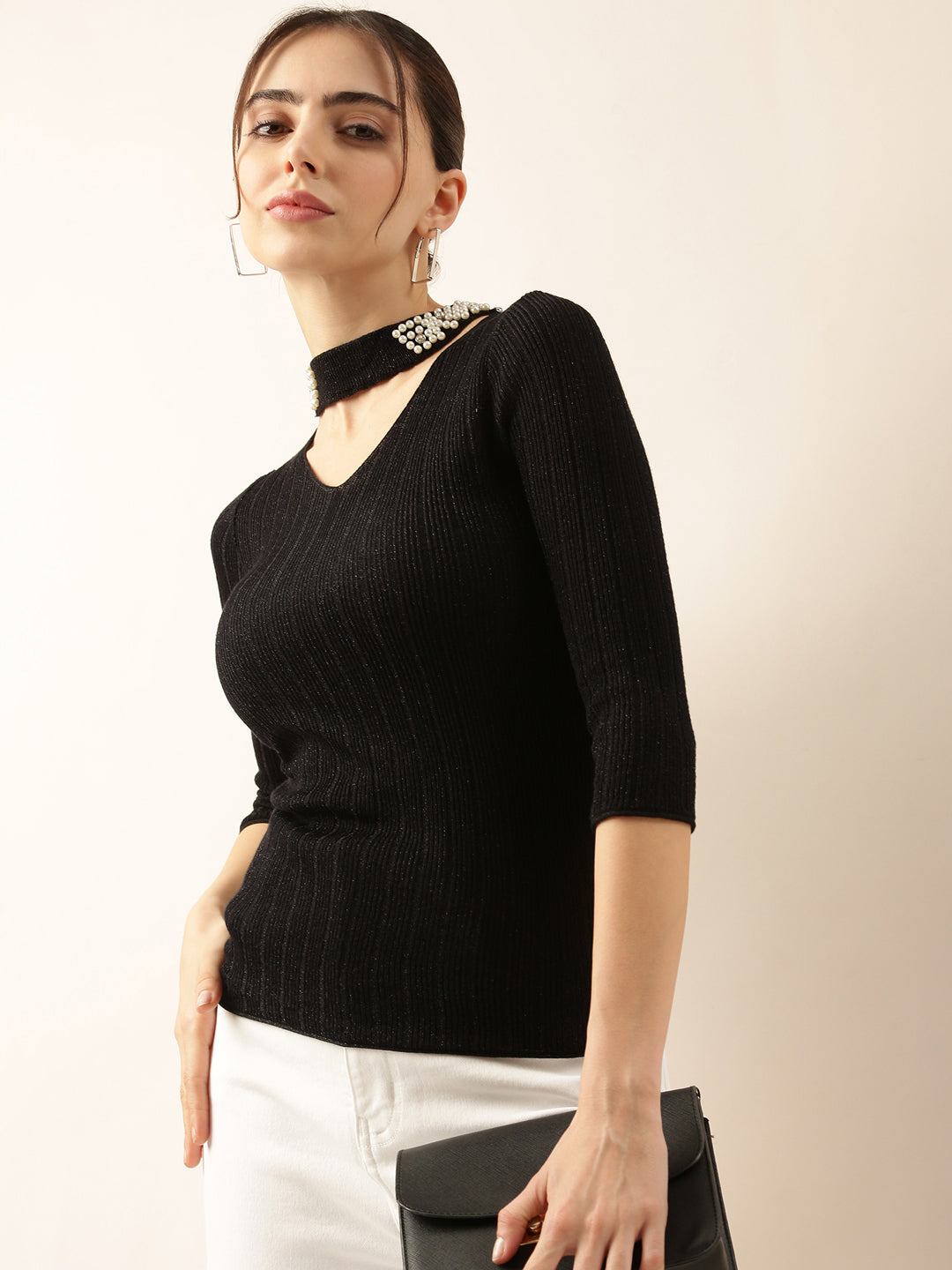 Women Black Solid Top