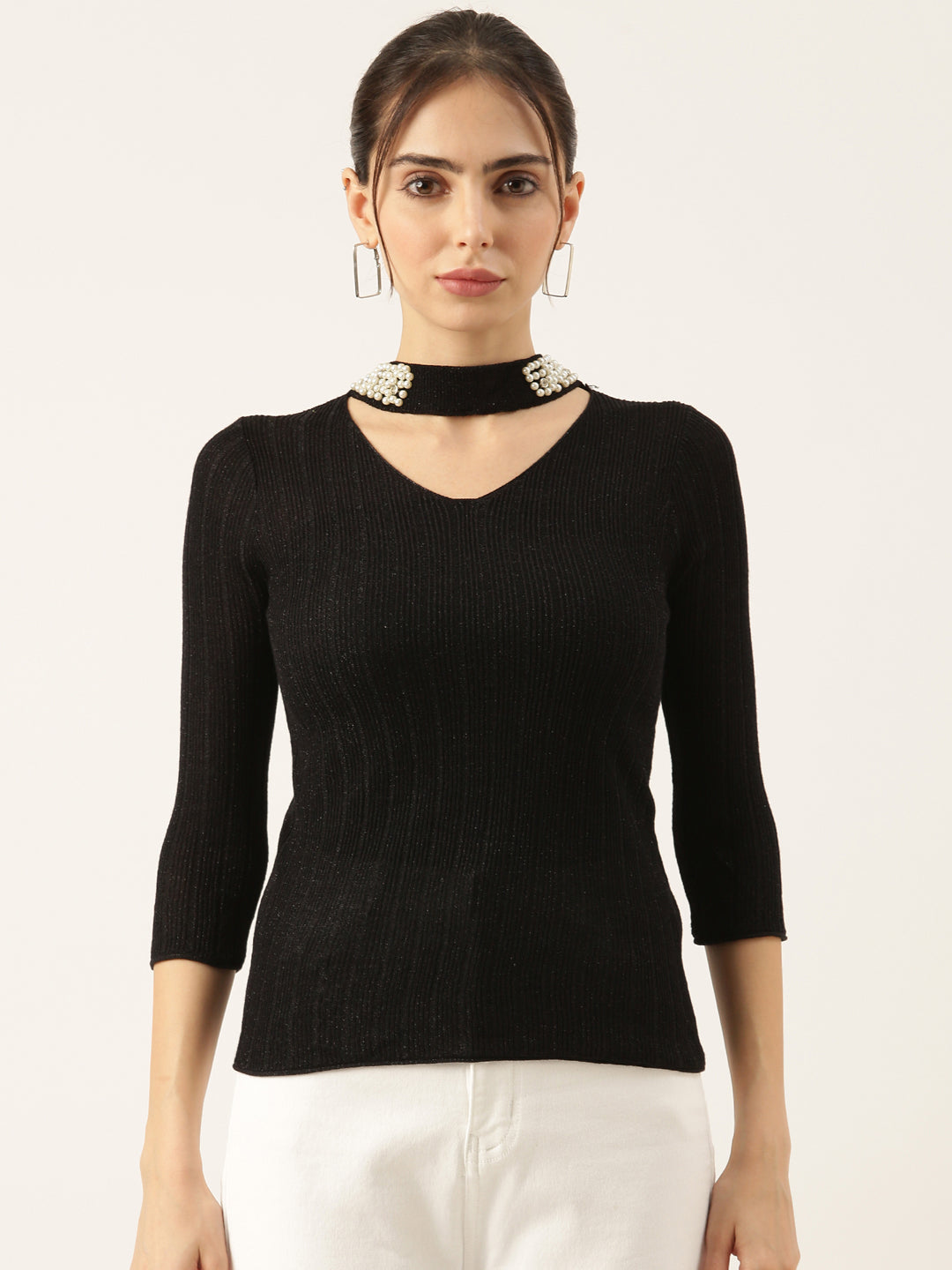 Women Black Solid Top