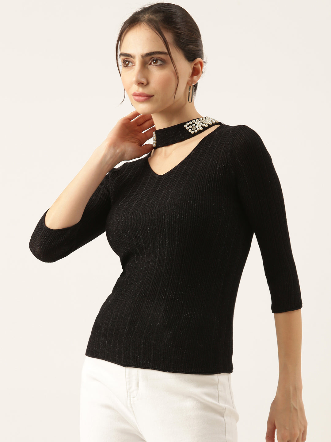 Women Black Solid Top