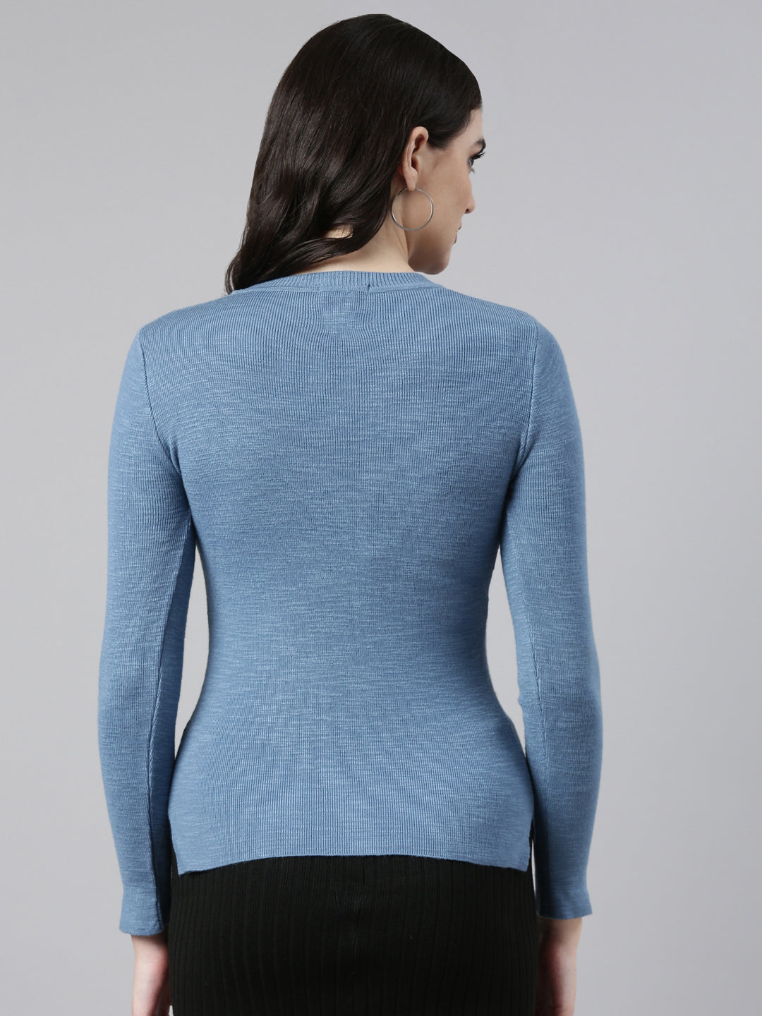 Women Solid Blue Top