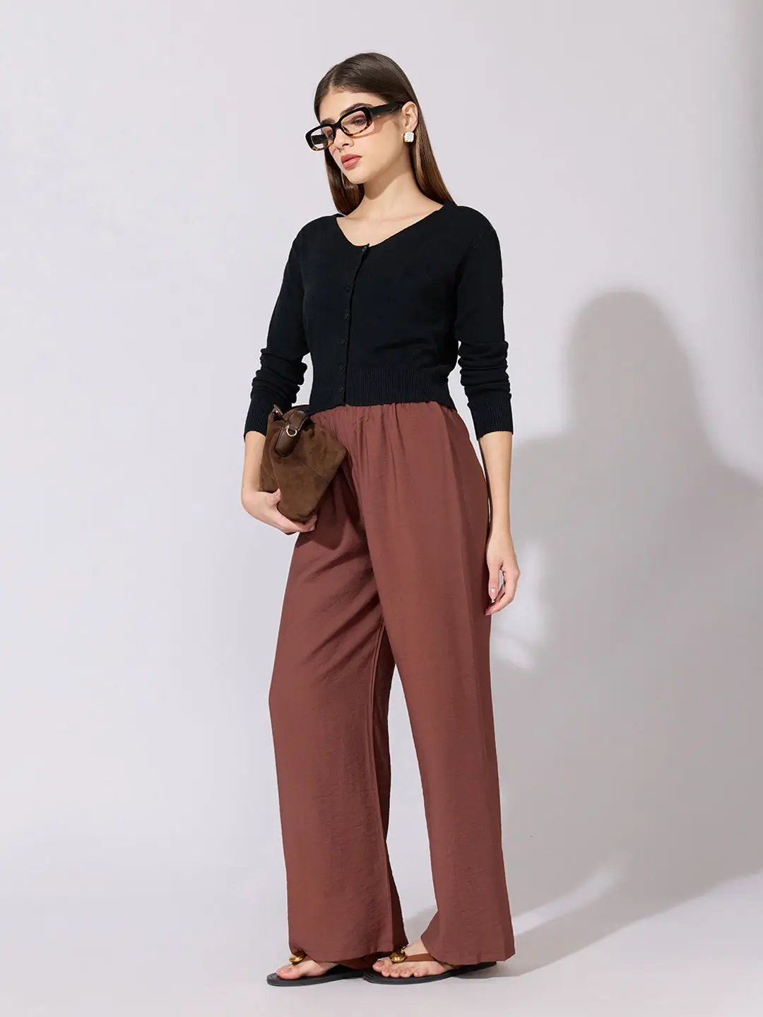 Women's Knit Black Button-Down Top - from SHOWOFFFF