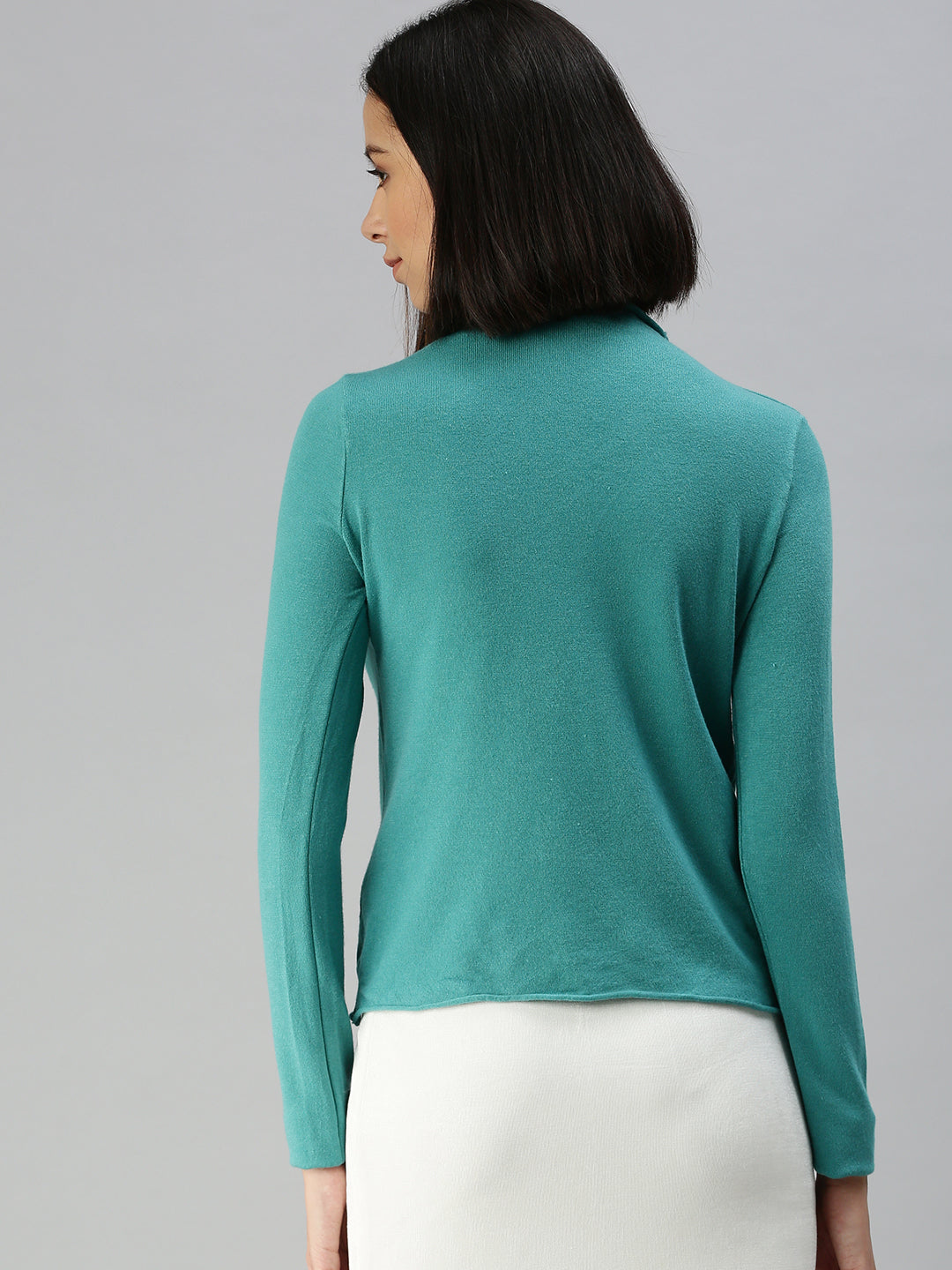 Women's Solid Turquoise Blue Fitted Top