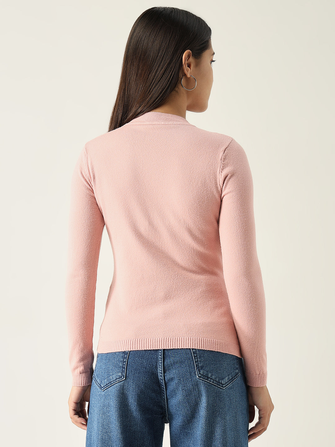 Women Solid Pink Fitted Top