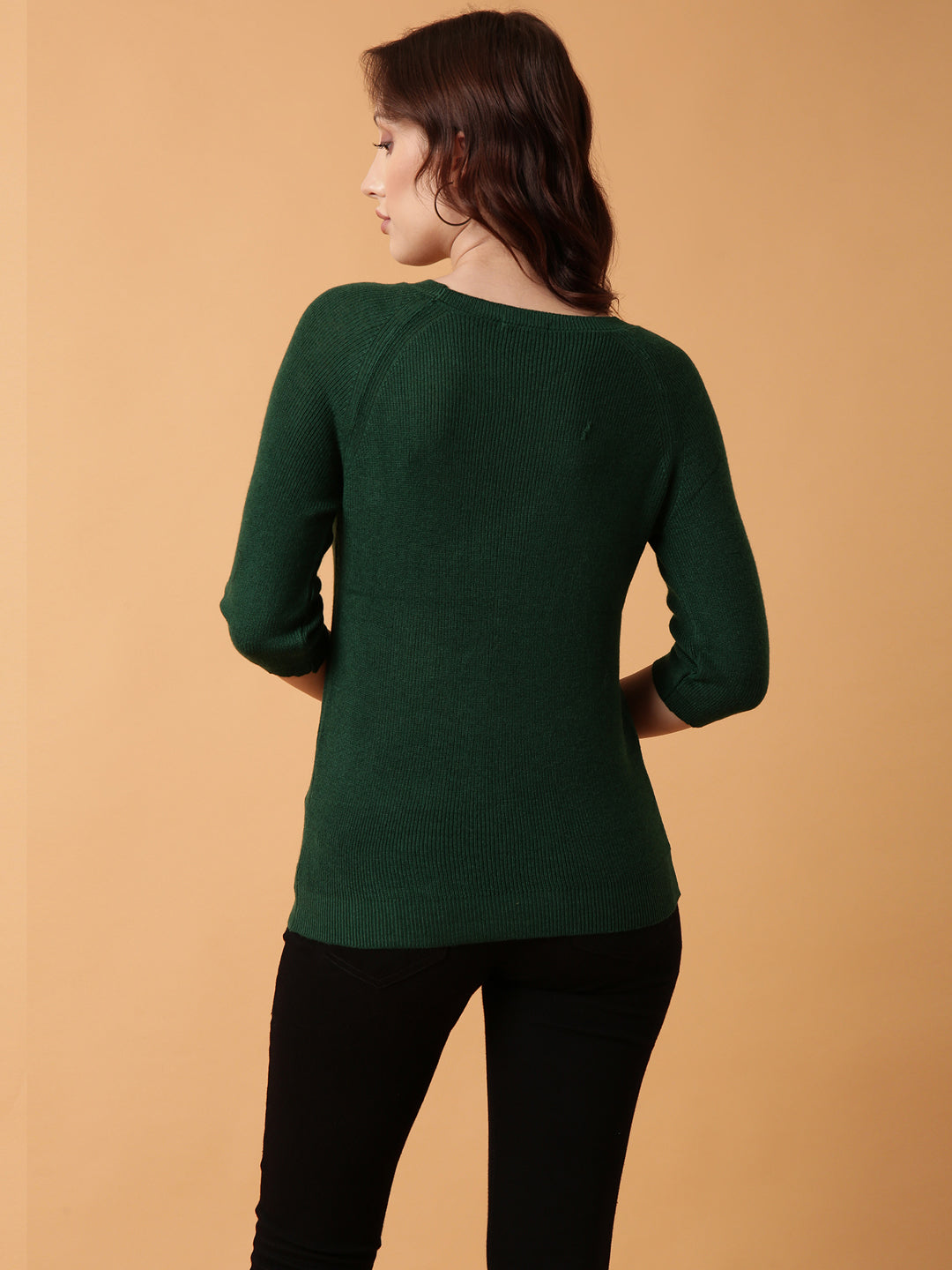 Women Green Solid Fitted Top