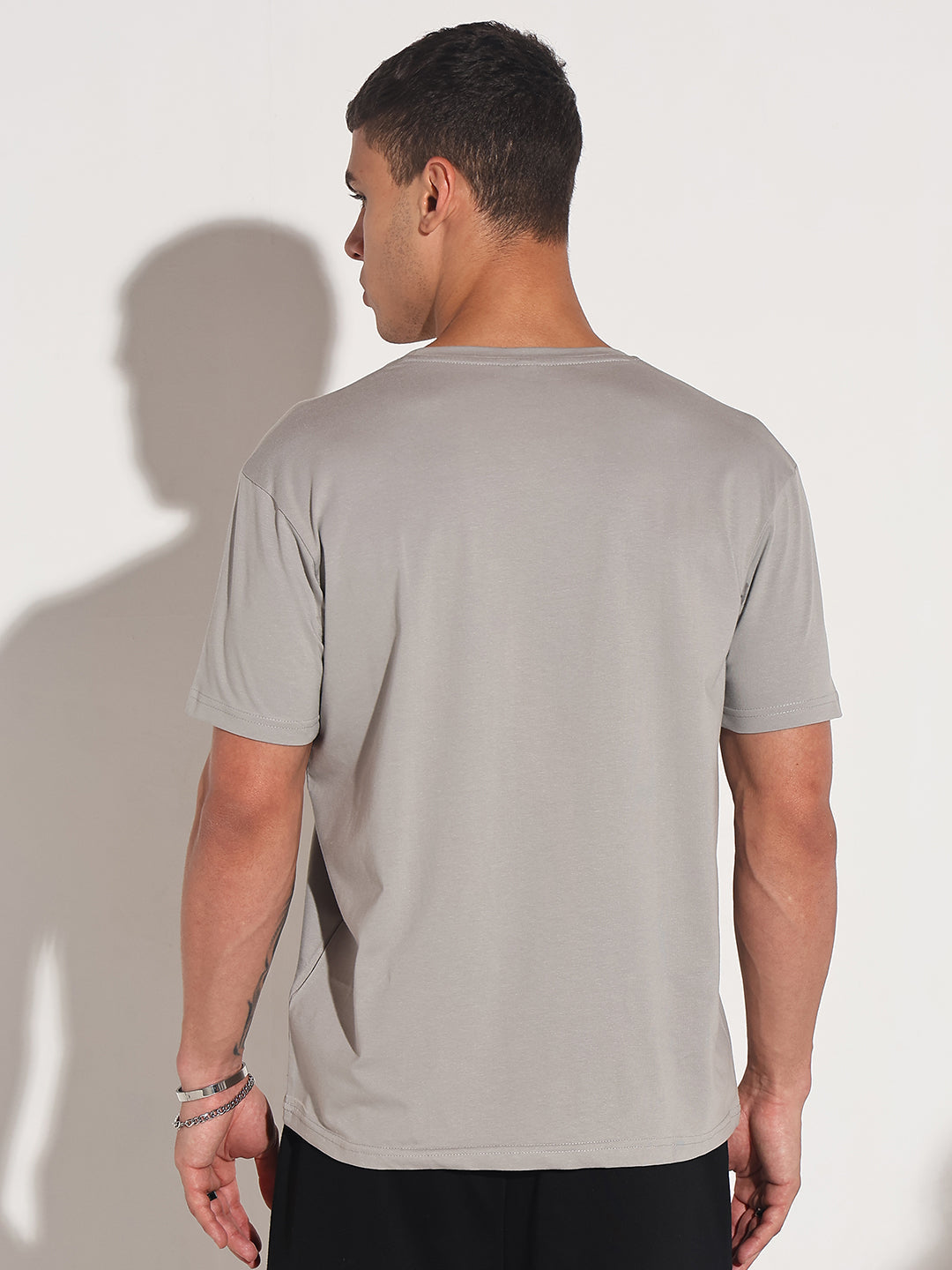Men's Typography Grey Round Neck Regular Fit T-Shirt