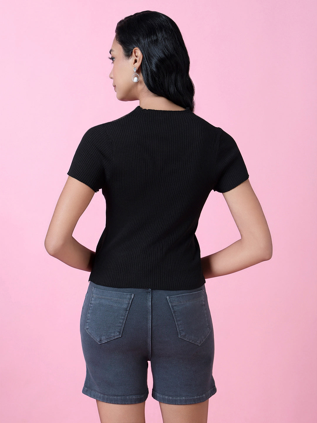 Women Black Solid Top