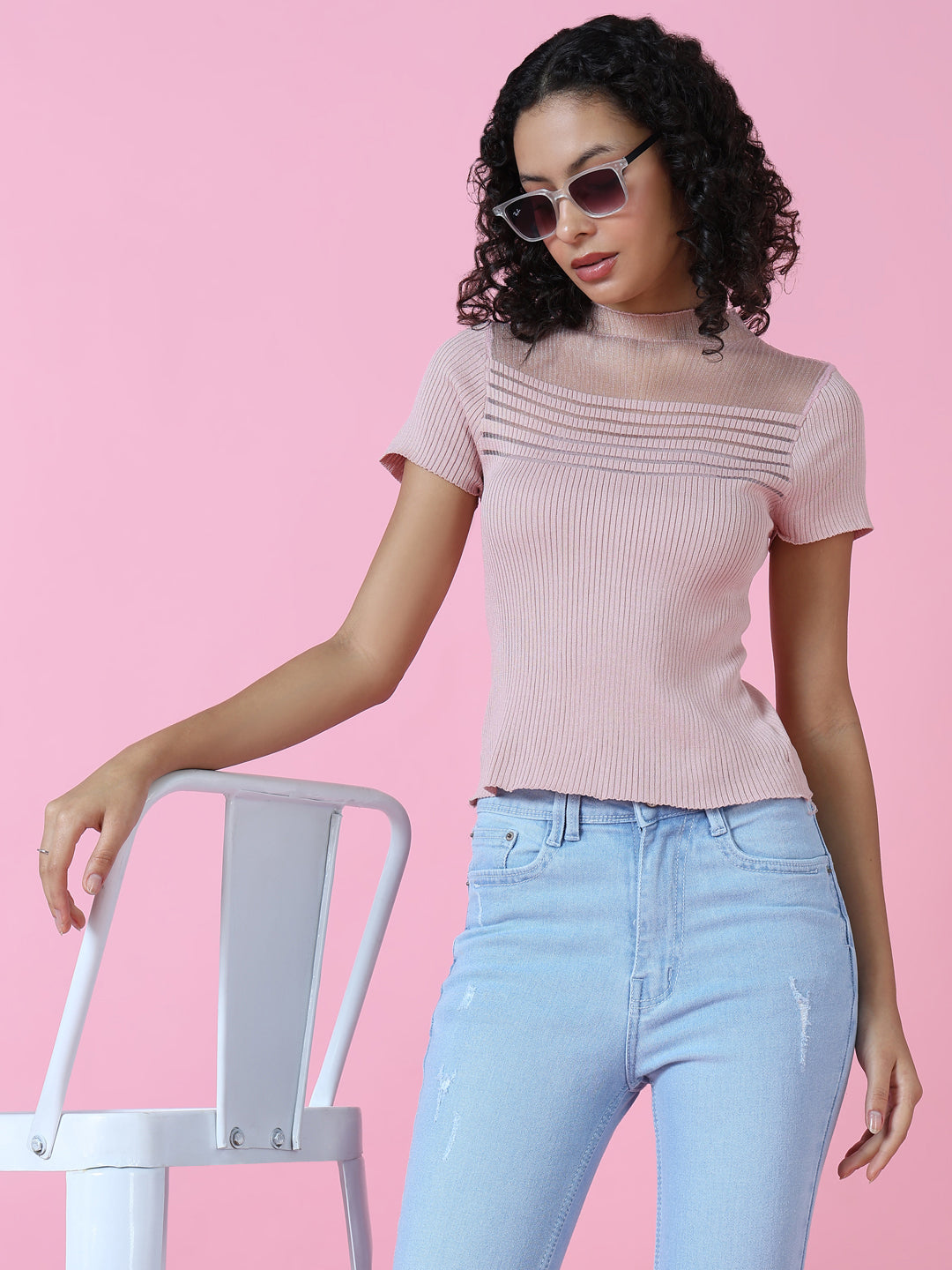 Women Peach Solid Top