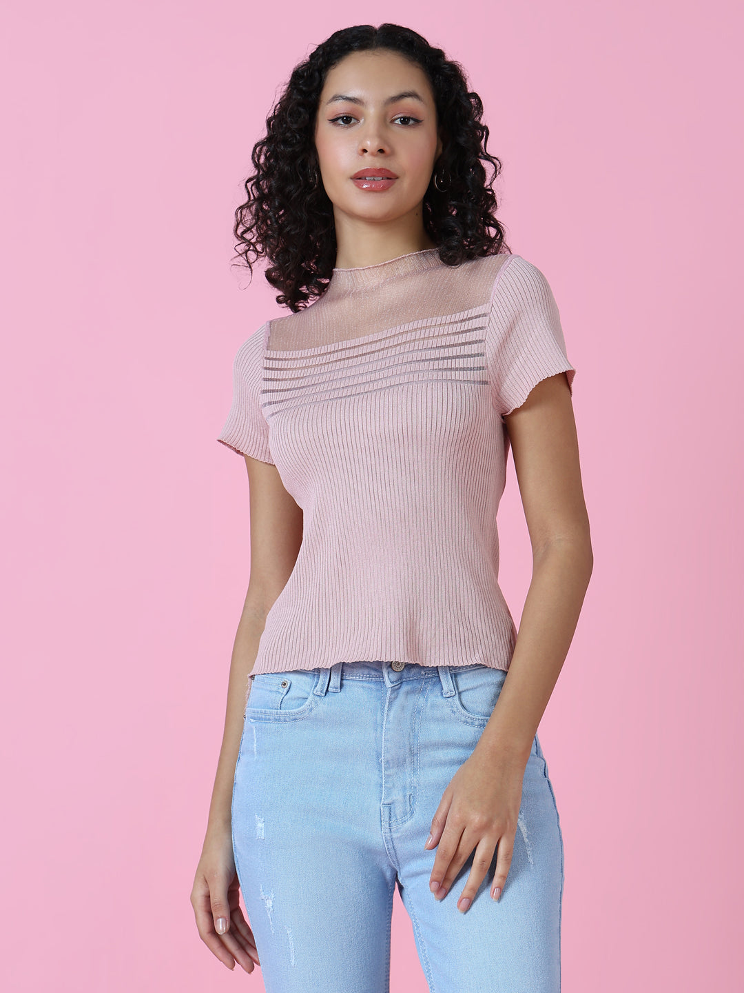 Women Peach Solid Top