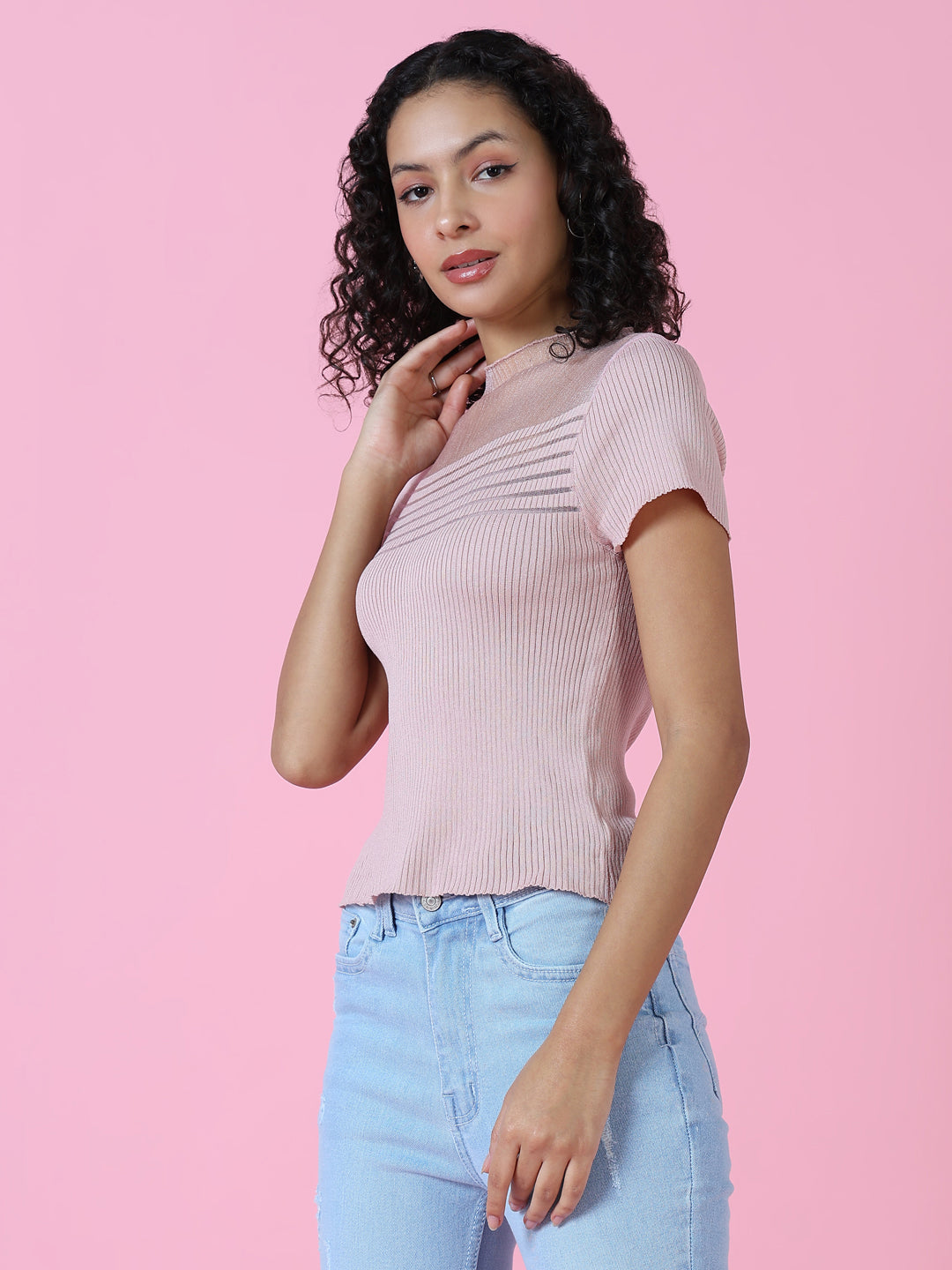 Women Peach Solid Top