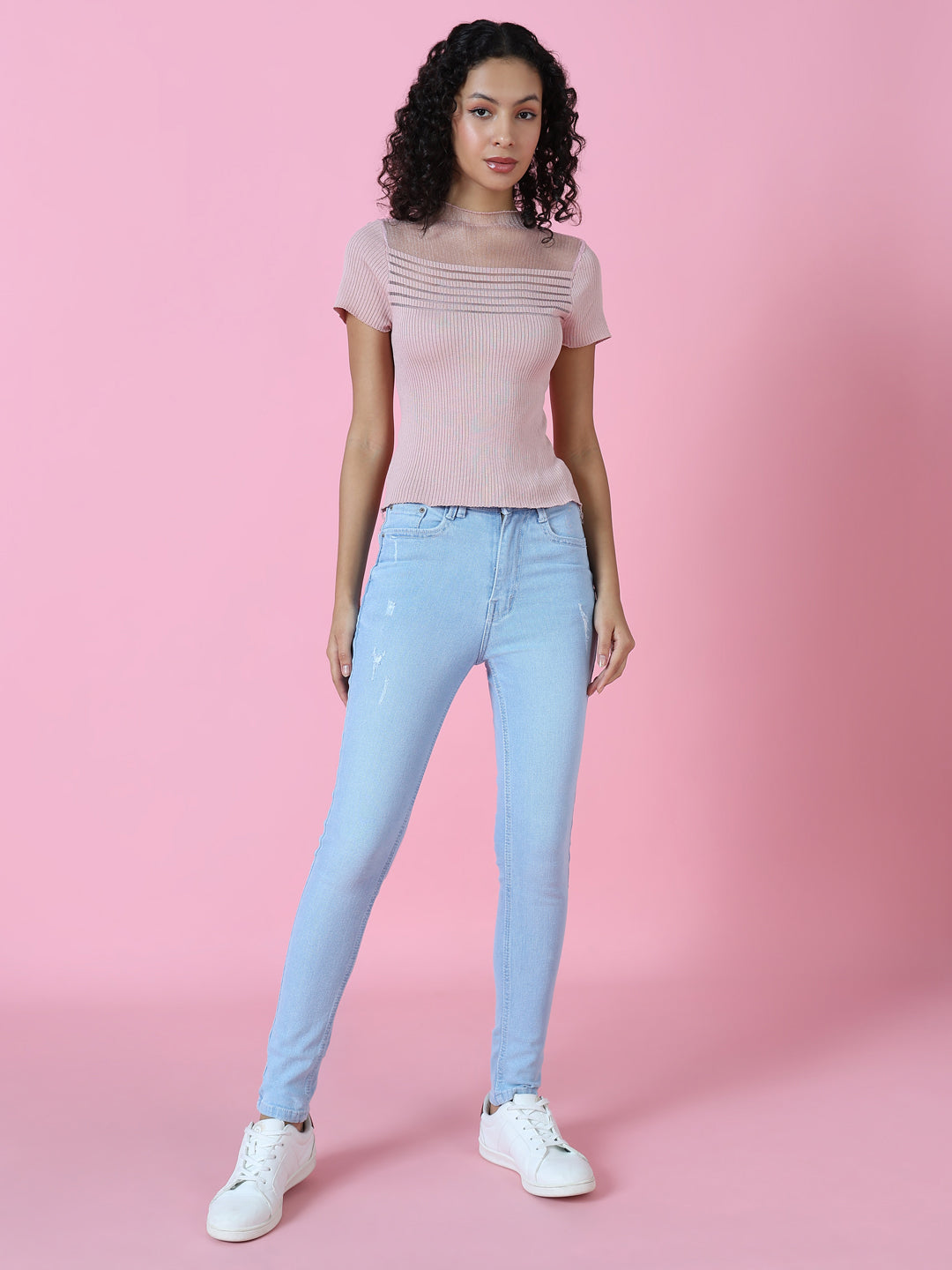 Women Peach Solid Top